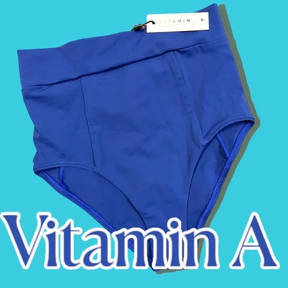 NWT Vitamin A Elena High Rise bikini bottoms in royal blue. Size 4/XS 👙☀️👒 - Picture 1 of 9